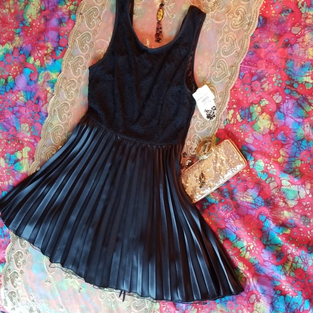 Stunning Black Lace & Shimmer Fit & Flare Dress